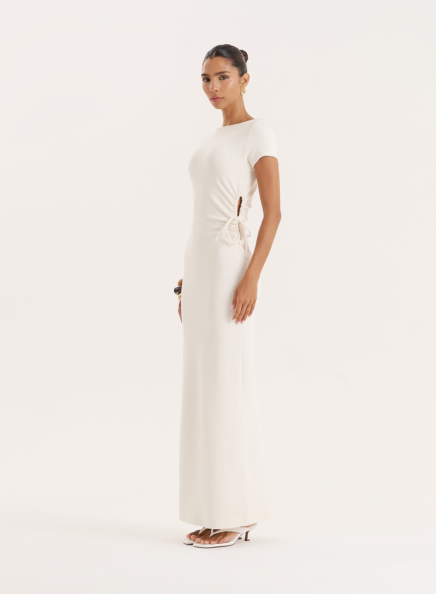 Off White Jersey Cut Maxi Dress